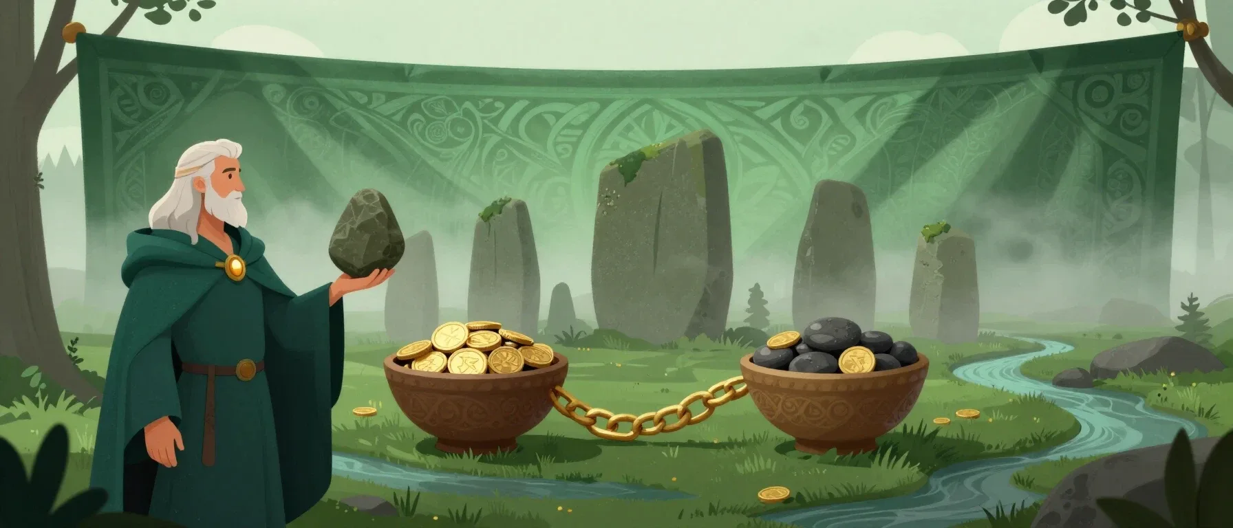 Spin Station bonus balance and cash balance represented by separate bowls of coins and stones
