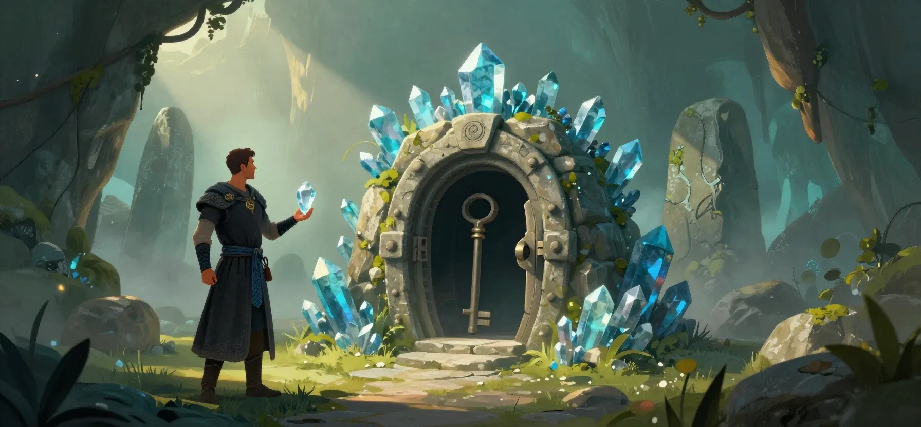 Spin Station login key beside a secure vault door
