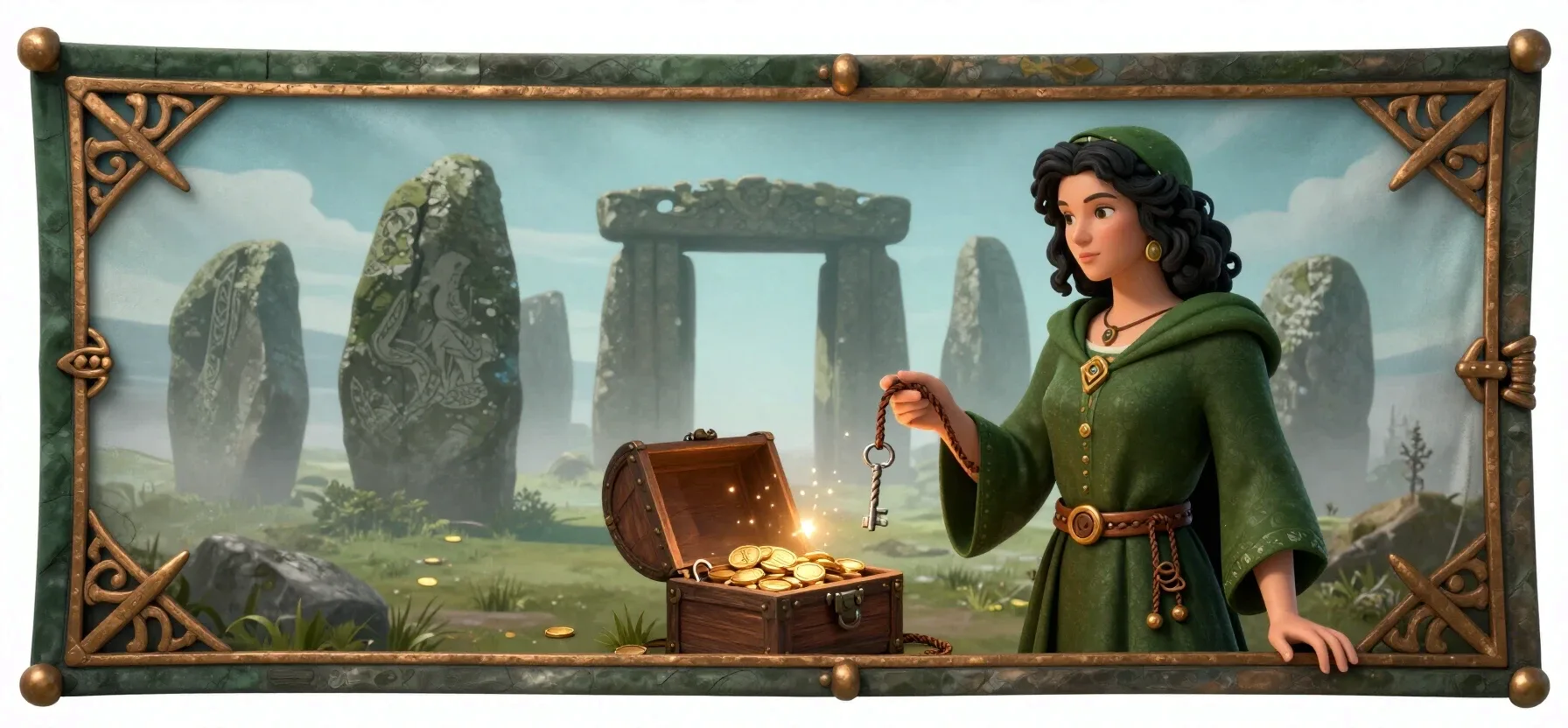Spin Station registration represented by a key opening a secure treasure chest